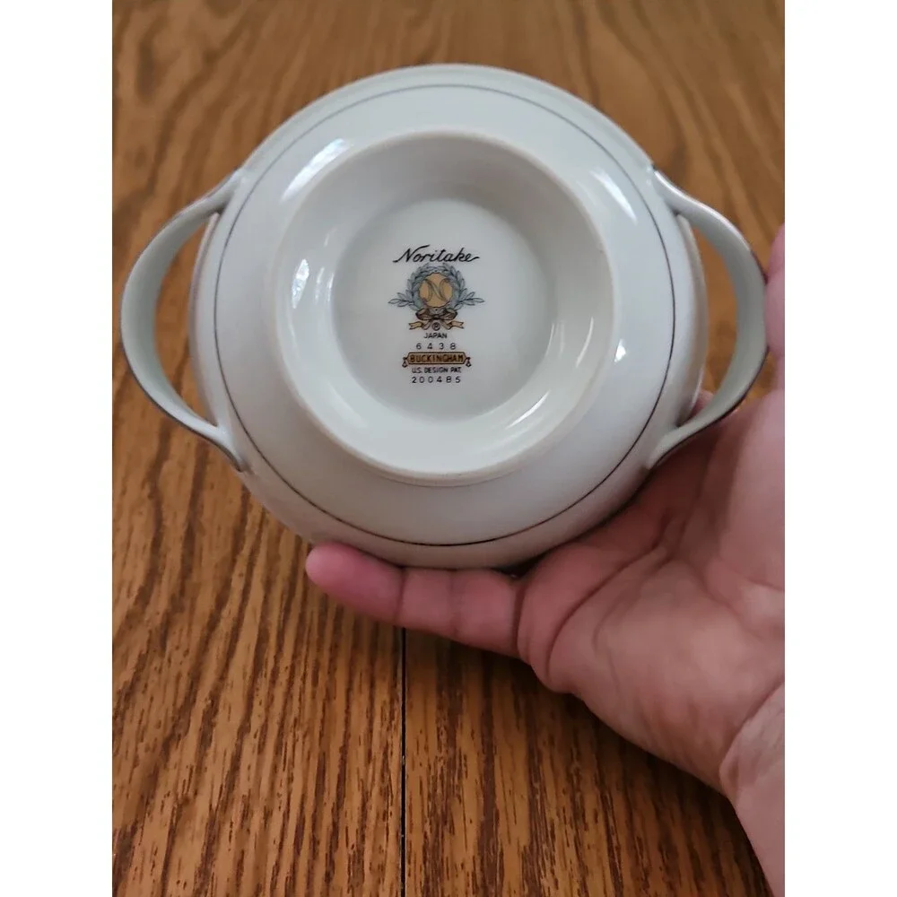 NORITAKE 6438 BUCKINGHAM BONE CHINA PLATINUM CREAMER & SUGAR BOWL
